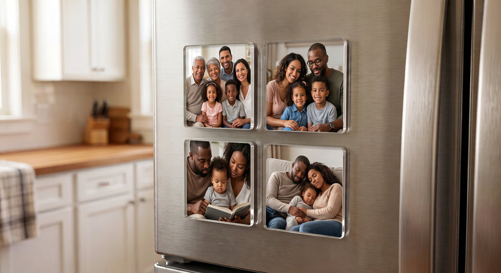 Custom 3"x3" Clear Acrylic Photo Magnet Gallery